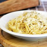 Spaghetti “cacio e pepe” lime e bottarga  di Elio Sironi 