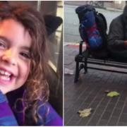 La bimba porta il suo pasto al senzatetto. Il video fa il giro del mondo