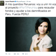 Anche Laura Pausini nella canzone benefica per il Perù