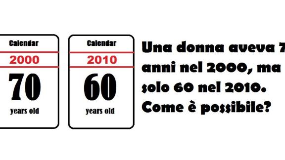 Una donna aveva 70 anni nel 2000, ma solo 60 nel 2010. Come è possibile?