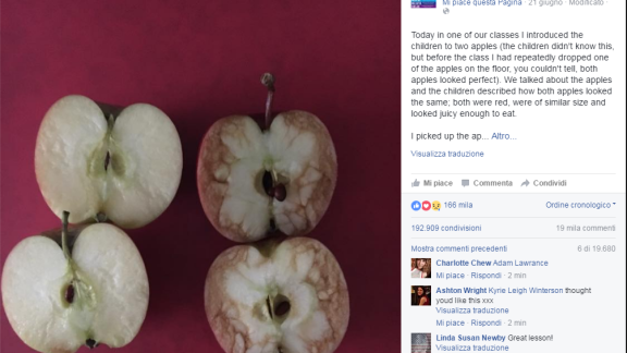 Il bullismo spiegato ai bambini con due mele