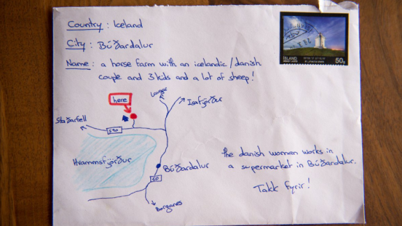 Islanda. La lettera ha una mappa al posto dell'indirizzo
