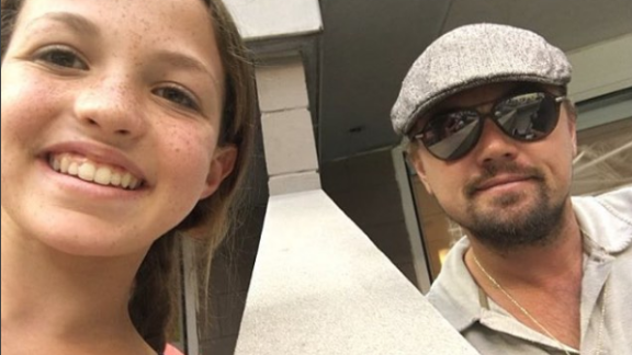 Leonardo DiCaprio. Selfie con una piccola fan durante gli U.S. Open