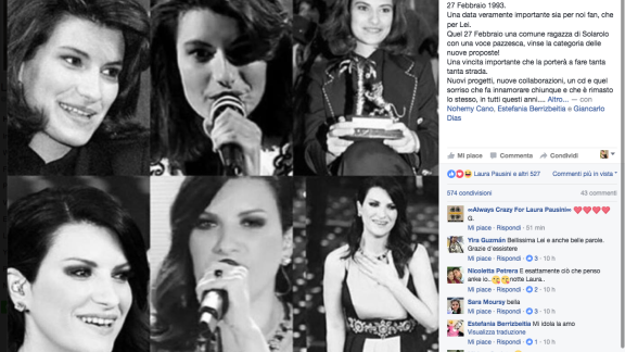 Laura Pausini festeggia "La Solitudine" con una foto su Facebook