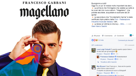Francesco Gabbani: il nuovo album si intitola "Magellano"