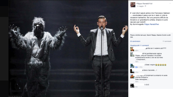 Bye bye scimmia: l'addio tra Francesco Gabbani e  il gorilla ballerino