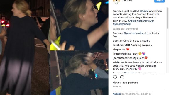 Anche Adele ha prestato aiuto ai feriti della Grenfell Tower 