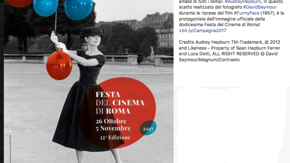 Audrey Hepburn sul manifesto della Festa del Cinema di Roma