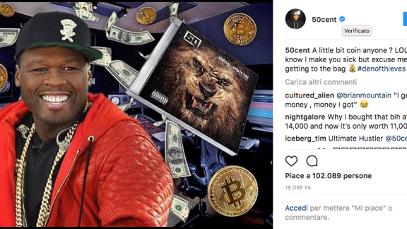 Bitcoin: il rapper 50 cent ne possedeva una fortuna... senza saperlo