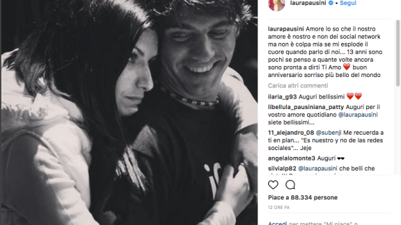 Laura Pausini: il messaggio d'amore al suo Paolo