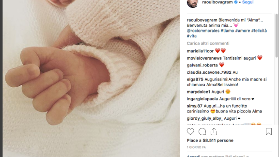 Raoul Bova e Rocio Morales: le foto della figlia appena nata