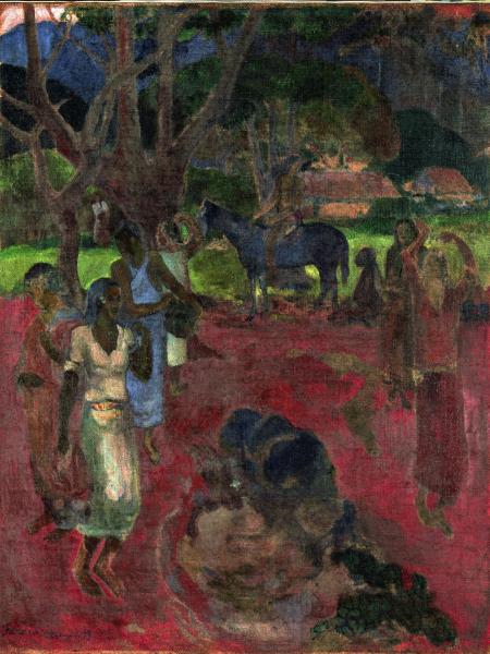 Paesaggio tahitiano con nove figure