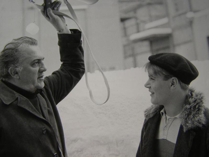 Fellini e Zanin sul set di Amarcord (1973)