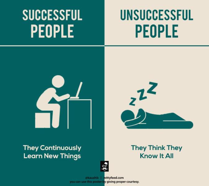 Continuano a imparare cose nuove vs Pensano di sapere tutto