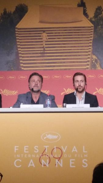 I gigioni Russell Crowe e Ryan Gosling in conferenza stampa