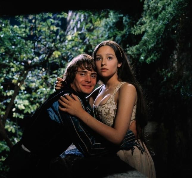 Olivia Hussey and Leonard Whiting Embracing