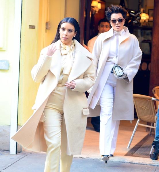 Kim Kardashian frowns while she and Kris Jenner Wear Matching Outfits in NYC